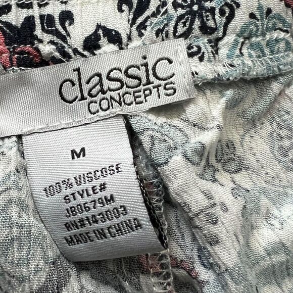 Classic Concepts Floral Pattern Elastic Waist Lightweight Casual Pants M NWOT - Picture 2 of 3